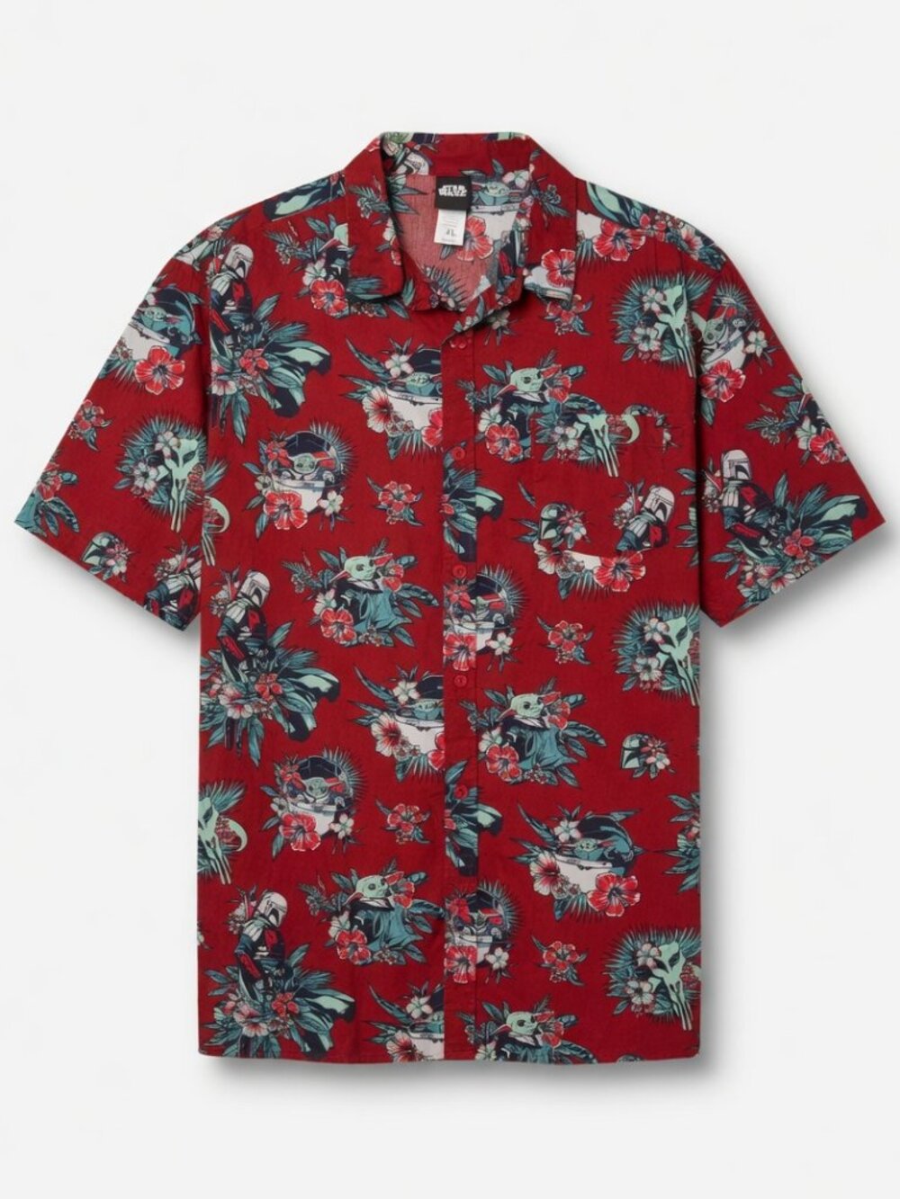 Star Wars Mandilorian and Grogu Floral Hawaiian Shirt Red XL
